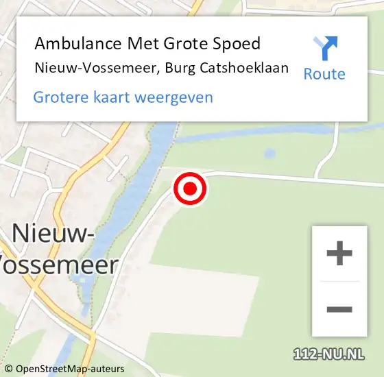 Locatie op kaart van de 112 melding: Ambulance Met Grote Spoed Naar Nieuw-Vossemeer, Burg Catshoeklaan op 14 oktober 2016 18:57