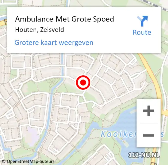 Locatie op kaart van de 112 melding: Ambulance Met Grote Spoed Naar Houten, Zeisveld op 14 oktober 2016 19:24