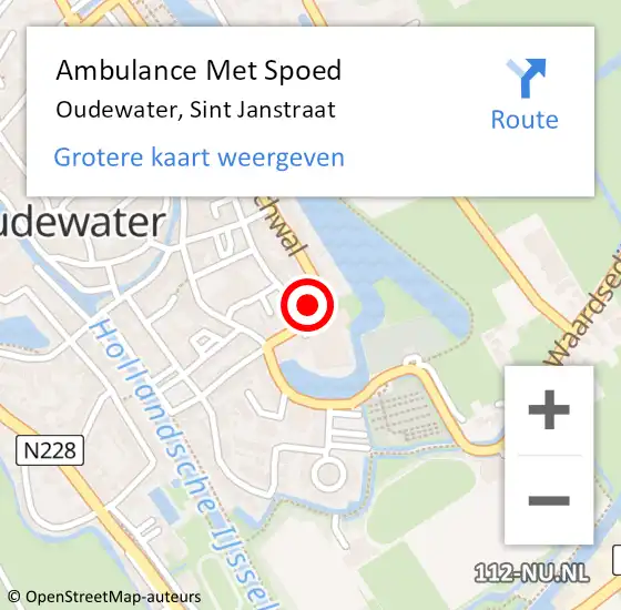 Locatie op kaart van de 112 melding: Ambulance Met Spoed Naar Oudewater, Sint Janstraat op 14 oktober 2016 20:05