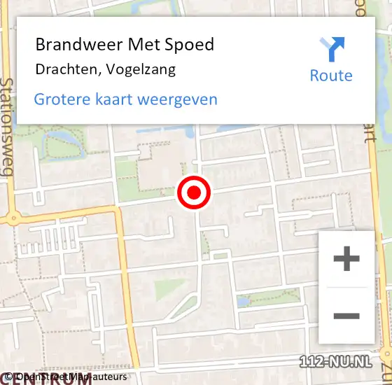 Locatie op kaart van de 112 melding: Brandweer Met Spoed Naar Drachten, Vogelzang op 30 december 2013 16:06