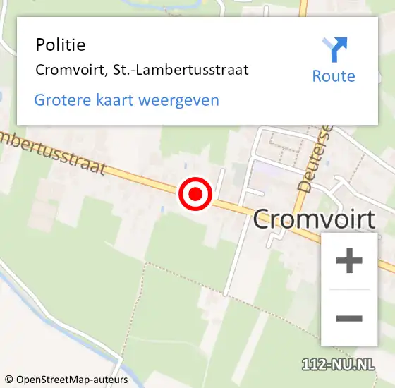 Locatie op kaart van de 112 melding: Politie Cromvoirt, St.-Lambertusstraat op 14 oktober 2016 20:33