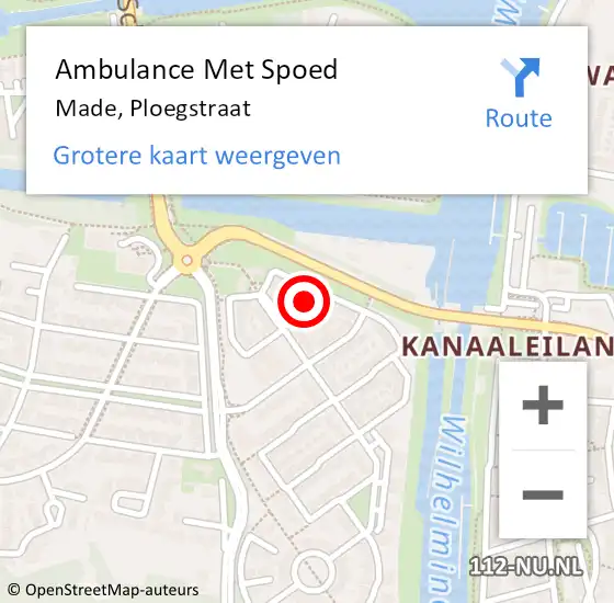 Locatie op kaart van de 112 melding: Ambulance Met Spoed Naar Made, Ploegstraat op 14 oktober 2016 21:23