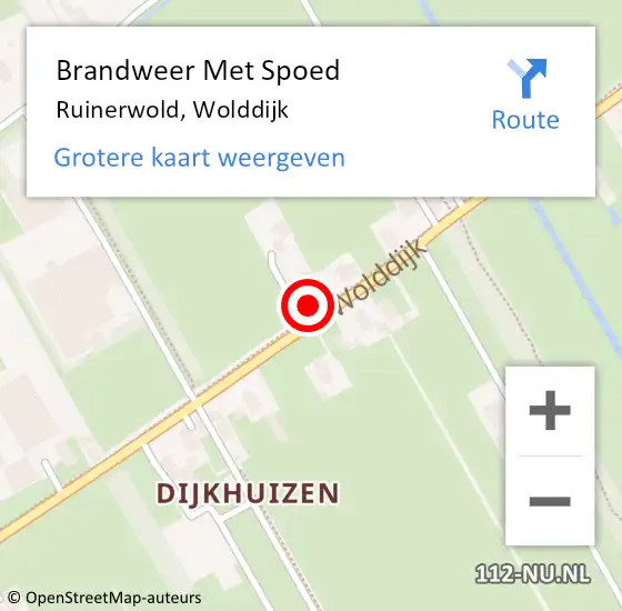Locatie op kaart van de 112 melding: Brandweer Met Spoed Naar Ruinerwold, Wolddijk op 14 oktober 2016 21:36