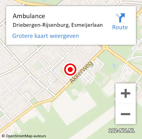 Locatie op kaart van de 112 melding: Ambulance Driebergen-Rijsenburg, Esmeijerlaan op 14 oktober 2016 22:03
