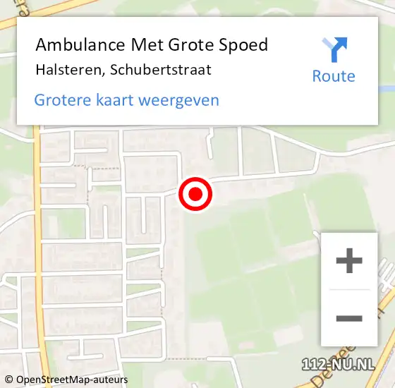 Locatie op kaart van de 112 melding: Ambulance Met Grote Spoed Naar Halsteren, Schubertstraat op 14 oktober 2016 22:28