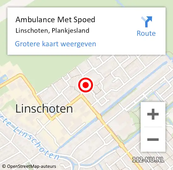 Locatie op kaart van de 112 melding: Ambulance Met Spoed Naar Linschoten, Plankjesland op 14 oktober 2016 22:57