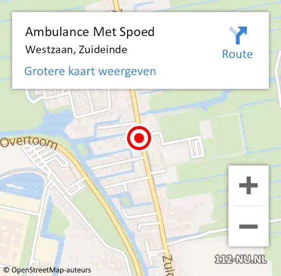 Locatie op kaart van de 112 melding: Ambulance Met Spoed Naar Westzaan, Zuideinde op 14 oktober 2016 23:46