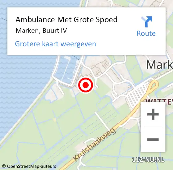 Locatie op kaart van de 112 melding: Ambulance Met Grote Spoed Naar Marken, Buurt IV op 15 oktober 2016 00:10