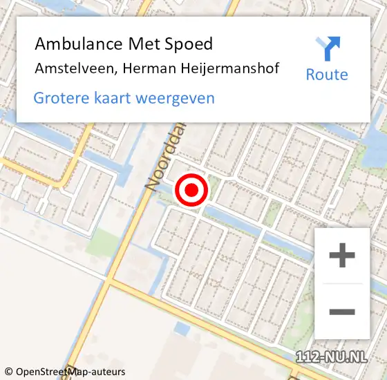 Locatie op kaart van de 112 melding: Ambulance Met Spoed Naar Amstelveen, Herman Heijermanshof op 15 oktober 2016 01:07