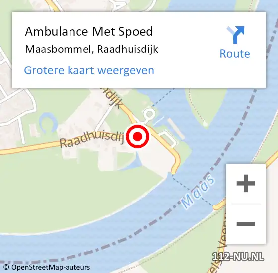 Locatie op kaart van de 112 melding: Ambulance Met Spoed Naar Maasbommel, Raadhuisdijk op 15 oktober 2016 01:32