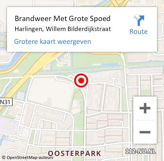 Locatie op kaart van de 112 melding: Brandweer Met Grote Spoed Naar Harlingen, Willem Bilderdijkstraat op 30 december 2013 16:30