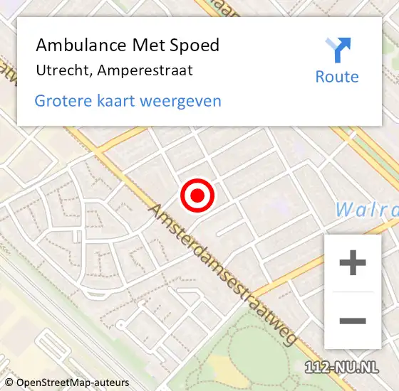 Locatie op kaart van de 112 melding: Ambulance Met Spoed Naar Utrecht, Amperestraat op 15 oktober 2016 04:41