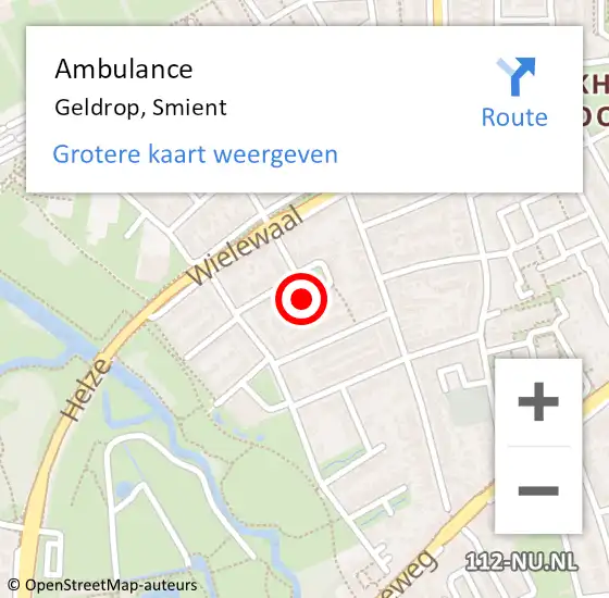 Locatie op kaart van de 112 melding: Ambulance Geldrop, Smient op 15 oktober 2016 07:52