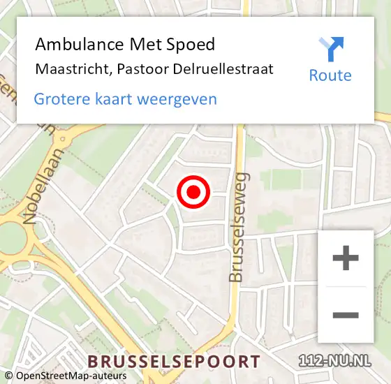 Locatie op kaart van de 112 melding: Ambulance Met Spoed Naar Maastricht, Pastoor Delruellestraat op 30 december 2013 16:44
