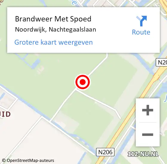 Locatie op kaart van de 112 melding: Brandweer Met Spoed Naar Noordwijk, Nachtegaalslaan op 15 oktober 2016 08:14