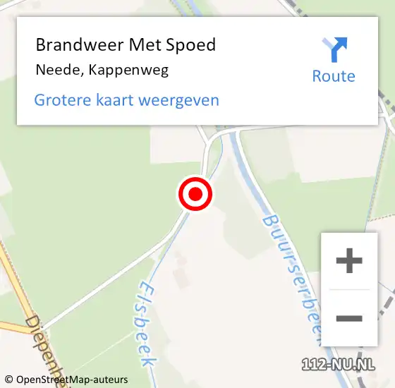 Locatie op kaart van de 112 melding: Brandweer Met Spoed Naar Neede, Kappenweg op 15 oktober 2016 08:33