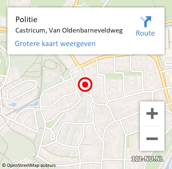 Locatie op kaart van de 112 melding: Politie Castricum, Van Oldenbarneveldweg op 15 oktober 2016 08:55