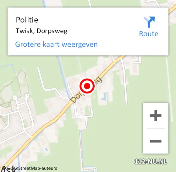 Locatie op kaart van de 112 melding: Politie Twisk, Dorpsweg op 15 oktober 2016 09:25