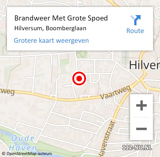 Locatie op kaart van de 112 melding: Brandweer Met Grote Spoed Naar Hilversum, Boomberglaan op 15 oktober 2016 09:55