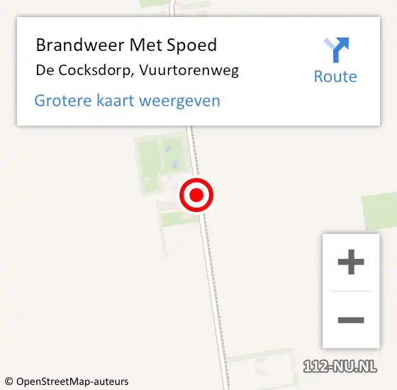 Locatie op kaart van de 112 melding: Brandweer Met Spoed Naar De Cocksdorp, Vuurtorenweg op 15 oktober 2016 10:08