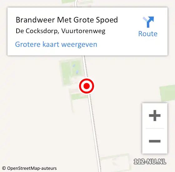 Locatie op kaart van de 112 melding: Brandweer Met Grote Spoed Naar De Cocksdorp, Vuurtorenweg op 15 oktober 2016 10:16