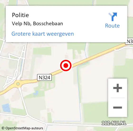 Locatie op kaart van de 112 melding: Politie Velp Nb, Bosschebaan op 15 oktober 2016 10:34