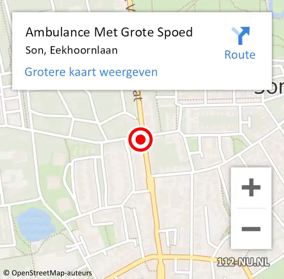 Locatie op kaart van de 112 melding: Ambulance Met Grote Spoed Naar Son, Eekhoornlaan op 15 oktober 2016 10:53