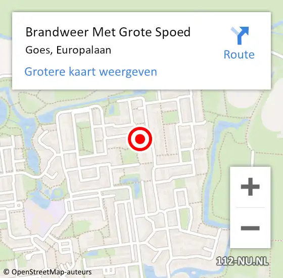 Locatie op kaart van de 112 melding: Brandweer Met Grote Spoed Naar Goes, Europalaan op 15 oktober 2016 11:05