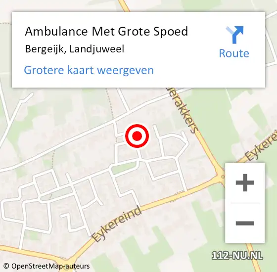 Locatie op kaart van de 112 melding: Ambulance Met Grote Spoed Naar Bergeijk, Landjuweel op 15 oktober 2016 11:05