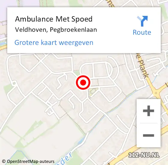 Locatie op kaart van de 112 melding: Ambulance Met Spoed Naar Veldhoven, Pegbroekenlaan op 15 oktober 2016 11:44