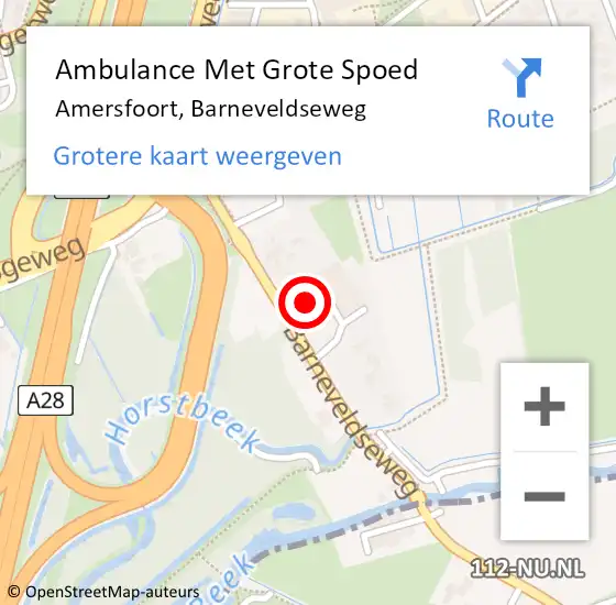 Locatie op kaart van de 112 melding: Ambulance Met Grote Spoed Naar Amersfoort, Barneveldseweg op 15 oktober 2016 11:46