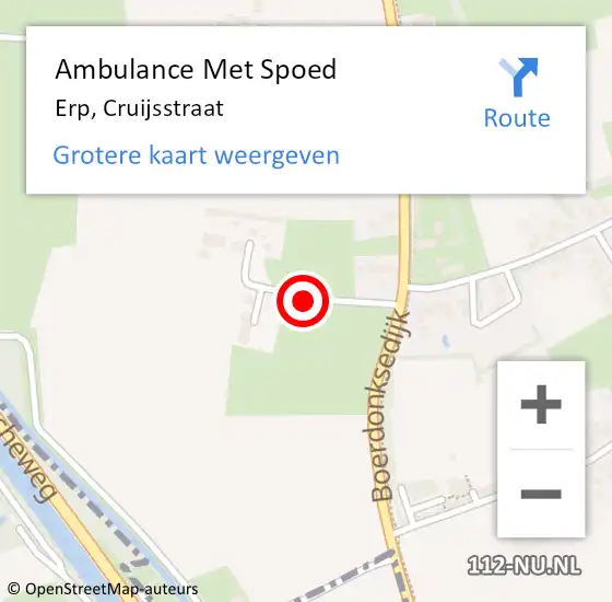 Locatie op kaart van de 112 melding: Ambulance Met Spoed Naar Erp, Cruijsstraat op 15 oktober 2016 12:57