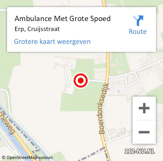 Locatie op kaart van de 112 melding: Ambulance Met Grote Spoed Naar Erp, Cruijsstraat op 15 oktober 2016 13:00