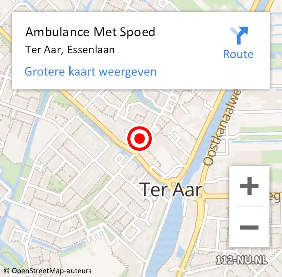 Locatie op kaart van de 112 melding: Ambulance Met Spoed Naar Ter Aar, Essenlaan op 15 oktober 2016 13:06