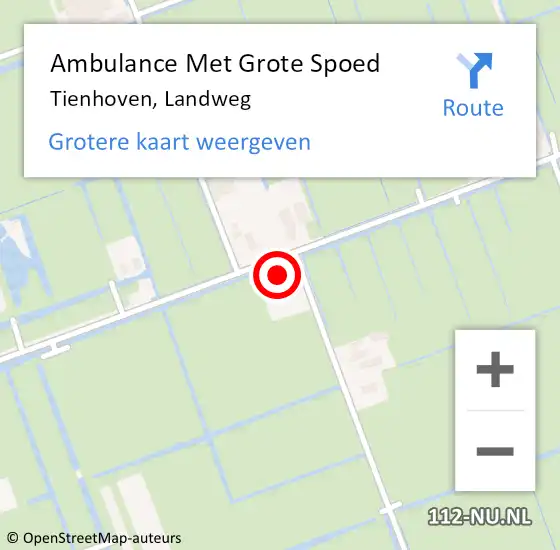 Locatie op kaart van de 112 melding: Ambulance Met Grote Spoed Naar Tienhoven, Landweg op 15 oktober 2016 13:09