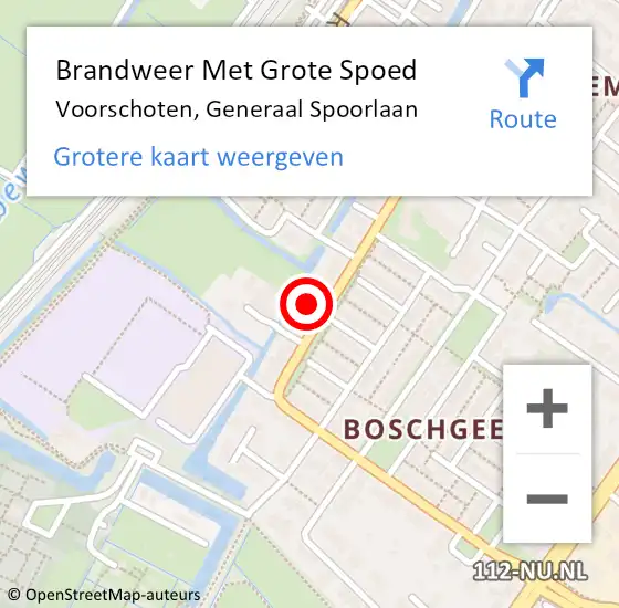 Locatie op kaart van de 112 melding: Brandweer Met Grote Spoed Naar Voorschoten, Generaal Spoorlaan op 15 oktober 2016 13:25