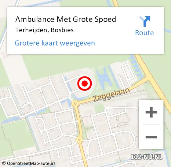 Locatie op kaart van de 112 melding: Ambulance Met Grote Spoed Naar Terheijden, Bosbies op 15 oktober 2016 13:42