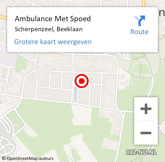 Locatie op kaart van de 112 melding: Ambulance Met Spoed Naar Scherpenzeel, Beeklaan op 15 oktober 2016 13:47