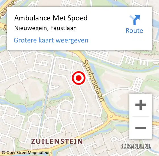 Locatie op kaart van de 112 melding: Ambulance Met Spoed Naar Nieuwegein, Faustlaan op 15 oktober 2016 14:04