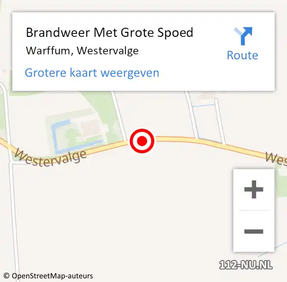 Locatie op kaart van de 112 melding: Brandweer Met Grote Spoed Naar Warffum, Westervalge op 15 oktober 2016 14:12