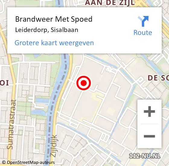 Locatie op kaart van de 112 melding: Brandweer Met Spoed Naar Leiderdorp, Sisalbaan op 15 oktober 2016 15:32