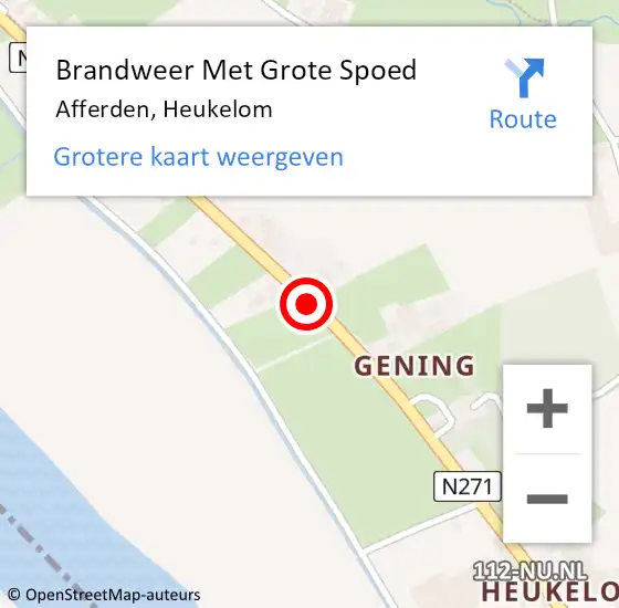 Locatie op kaart van de 112 melding: Brandweer Met Grote Spoed Naar Afferden, Heukelom op 15 oktober 2016 16:33