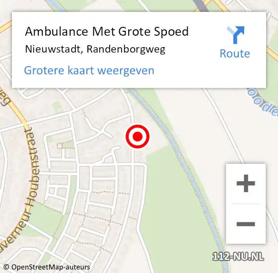 Locatie op kaart van de 112 melding: Ambulance Met Grote Spoed Naar Nieuwstadt, Randenborgweg op 15 oktober 2016 16:52