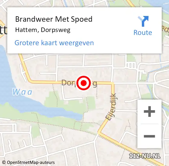 Locatie op kaart van de 112 melding: Brandweer Met Spoed Naar Hattem, Dorpsweg op 15 oktober 2016 17:20