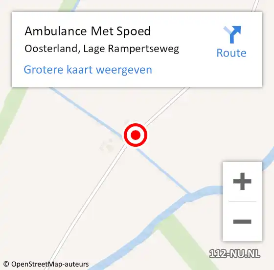 Locatie op kaart van de 112 melding: Ambulance Met Spoed Naar Oosterland, Lage Rampertseweg op 15 oktober 2016 17:22
