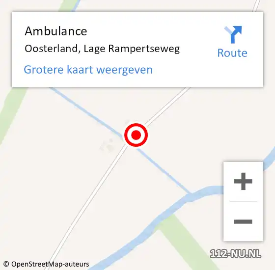 Locatie op kaart van de 112 melding: Ambulance Oosterland, Lage Rampertseweg op 15 oktober 2016 17:35