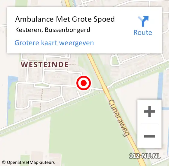 Locatie op kaart van de 112 melding: Ambulance Met Grote Spoed Naar Kesteren, Bussenbongerd op 15 oktober 2016 17:43