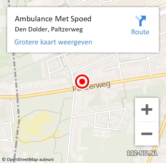 Locatie op kaart van de 112 melding: Ambulance Met Spoed Naar Den Dolder, Paltzerweg op 15 oktober 2016 18:01