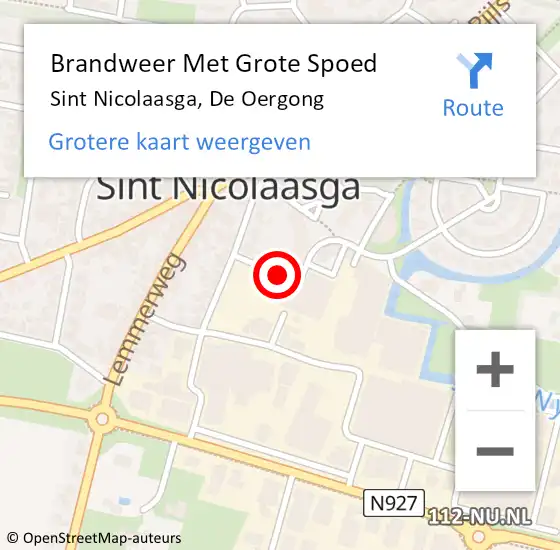 Locatie op kaart van de 112 melding: Brandweer Met Grote Spoed Naar Sint Nicolaasga, De Oergong op 30 december 2013 17:32