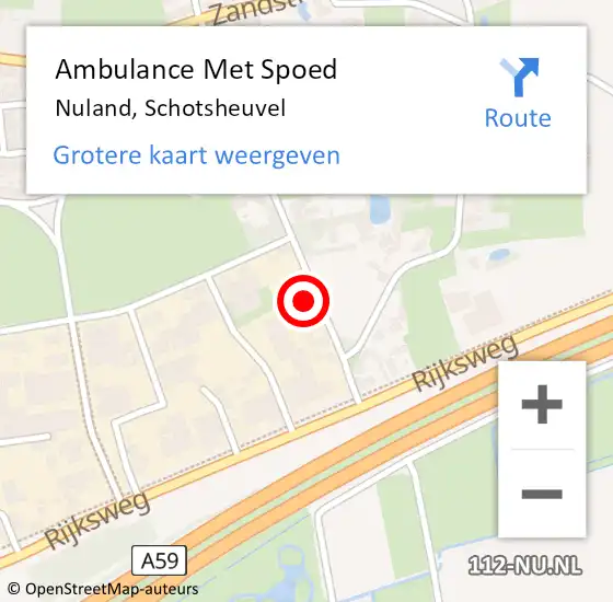 Locatie op kaart van de 112 melding: Ambulance Met Spoed Naar Nuland, Schotsheuvel op 15 oktober 2016 18:39